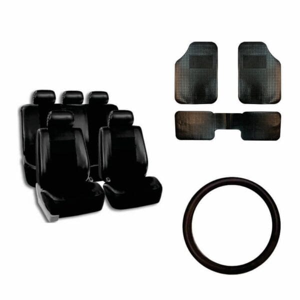 Combo Funda Para Asientos cuerina + Cubrevolante + Cubrealfombra 3 piezas