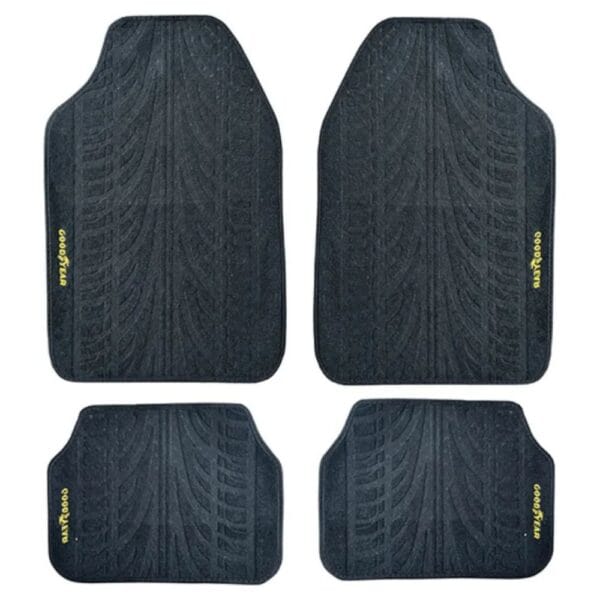 Cubre Alfombras Felpa Pisada Neumatico Goodyear 4 Piezas Negro