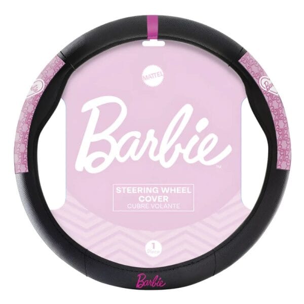 Cubre Volante Barbie Negro Apliques Rosa Auto Camioneta 38cm