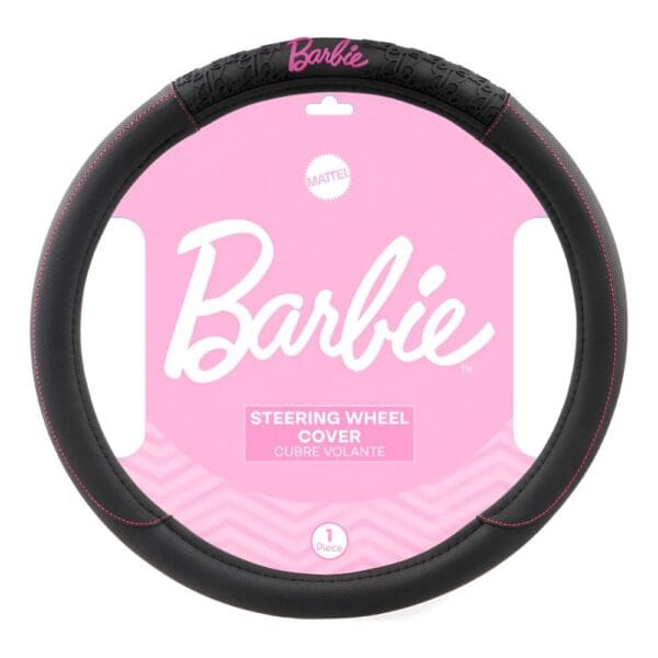 Cubre Volante Barbie Negro Con Logo Rosa Auto Camioneta 38cm