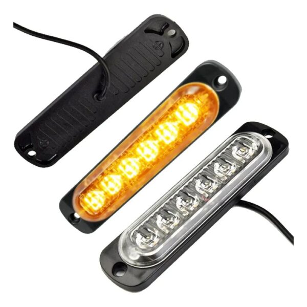 Faro Led Extra Chato 6 Led 12-24v Flash Y Fijo 6w Ambar